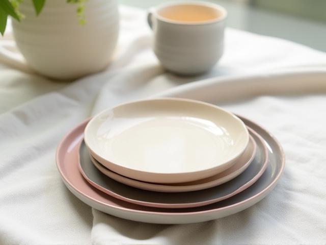 Keramikteller-Set in gedeckten Farben